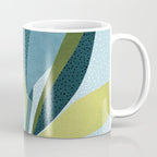 Abstract Maximal Flora in French Blue and Olive Coffee Mug Gallery Image 1