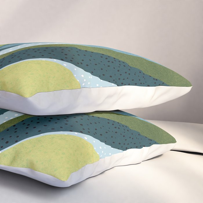 Abstract Maximal Flora in French Blue and Olive Pillow Sham Gallery Image 3