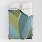 Abstract Maximal Flora in French Blue and Olive Duvet Cover Gallery Image 6