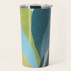 Abstract Maximal Flora in French Blue and Olive Travel Mug Gallery Image 1