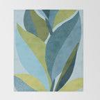 Abstract Maximal Flora in French Blue and Olive Throw Blanket Gallery Image 2