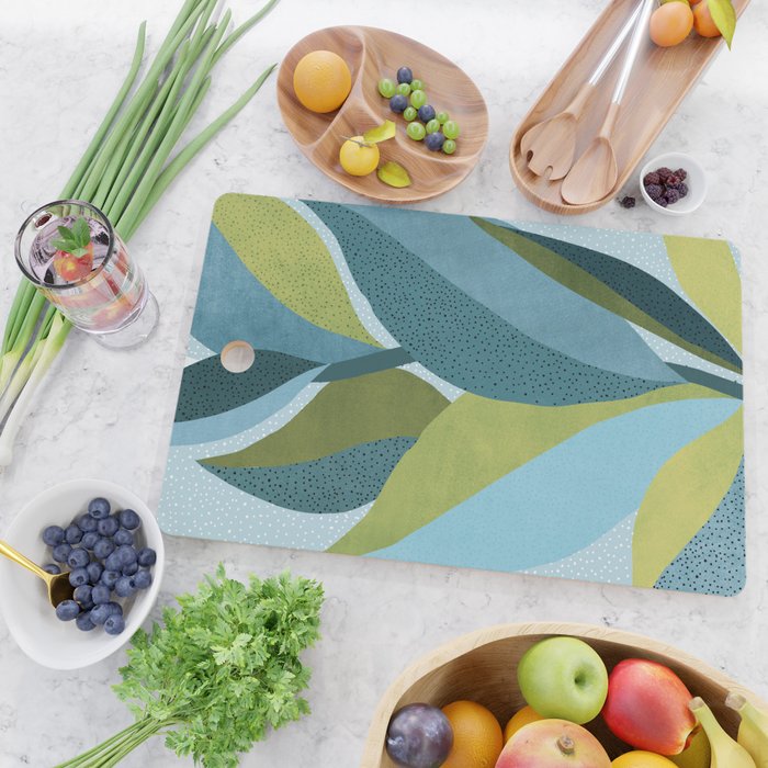 Abstract Maximal Flora in French Blue and Olive Cutting Board Gallery Image 2