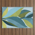 Abstract Maximal Flora in French Blue and Olive Outdoor Rug Gallery Image 1