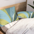 Abstract Maximal Flora in French Blue and Olive Pillow Sham Gallery Image 2