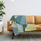 Abstract Maximal Flora in French Blue and Olive Throw Blanket Gallery Image 1