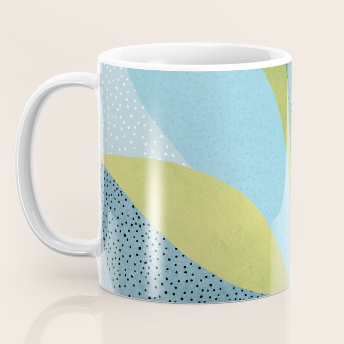 Abstract Maximal Flora in French Blue and Olive Coffee Mug Gallery Image 3