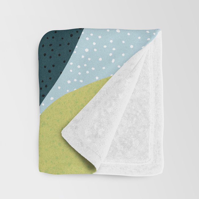 Abstract Maximal Flora in French Blue and Olive Throw Blanket Gallery Image 3