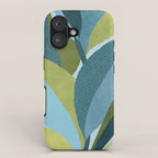 Abstract Maximal Flora in French Blue and Olive iPhone Case Gallery Image 1