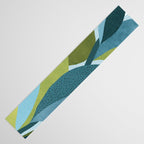 Abstract Maximal Flora in French Blue and Olive Table Runner Gallery Image 3