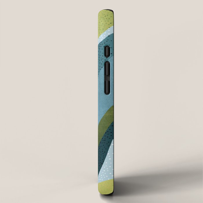 Abstract Maximal Flora in French Blue and Olive iPhone Case Gallery Image 2