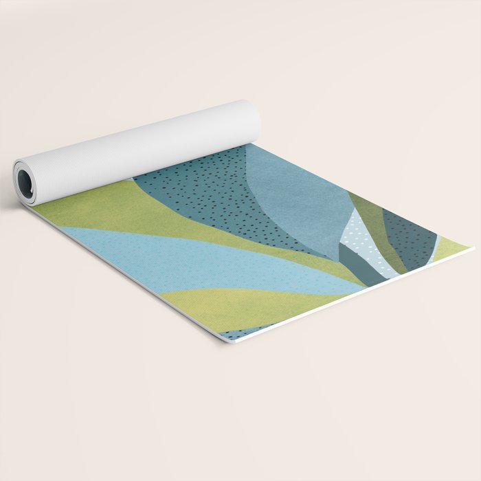 Abstract Maximal Flora in French Blue and Olive Yoga Mat Gallery Image 2