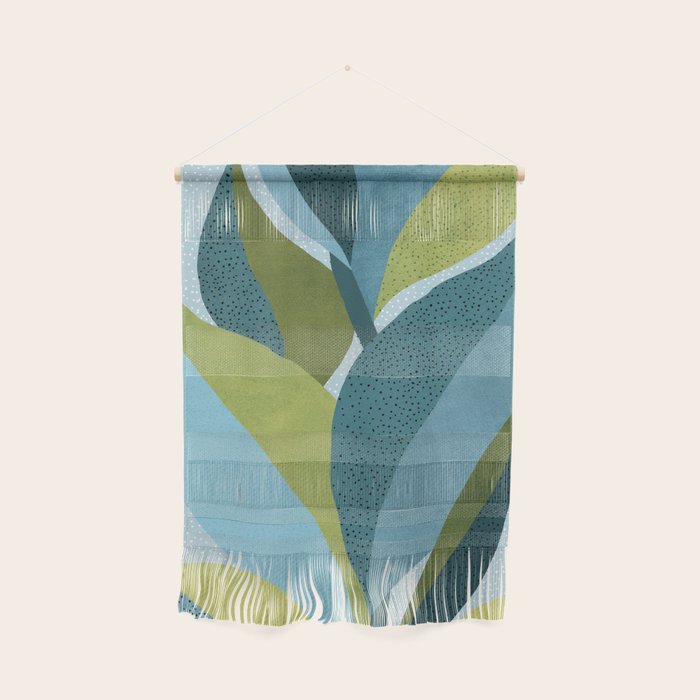 Abstract Maximal Flora in French Blue and Olive Wall Hanging Gallery Image 1