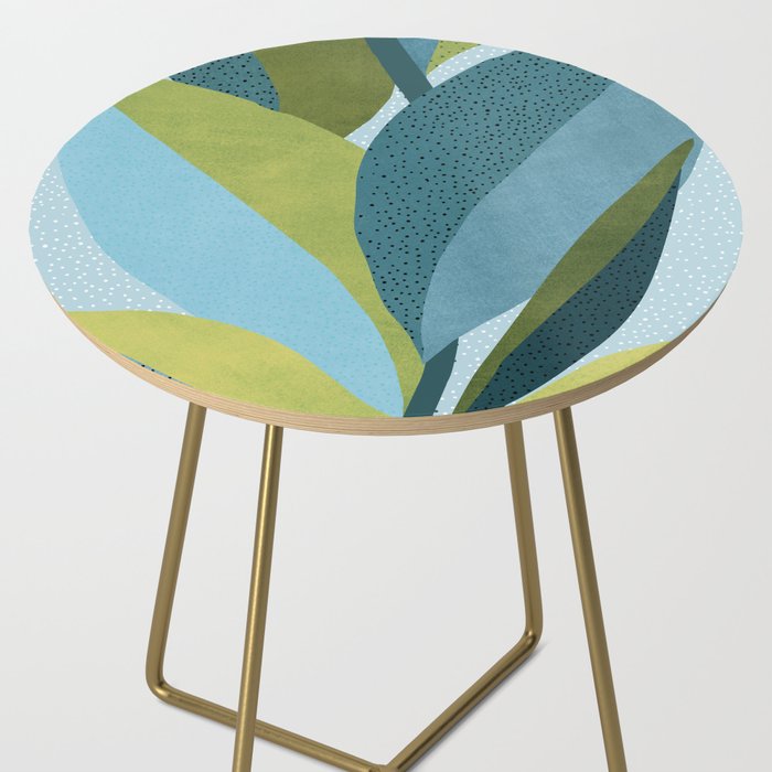 Abstract Maximal Flora in French Blue and Olive Side Table Gallery Image 2