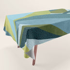 Abstract Maximal Flora in French Blue and Olive Tablecloth Gallery Image 1