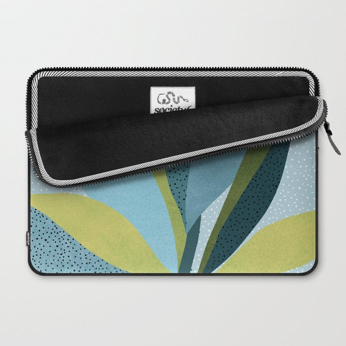 Abstract Maximal Flora in French Blue and Olive Laptop Sleeve Gallery Image 2