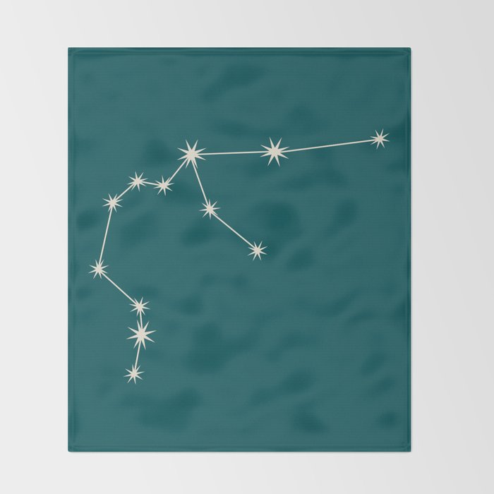 Aquarius Zodiac Star Constellation Line Art Deep Teal Throw Blanket Gallery Image 2