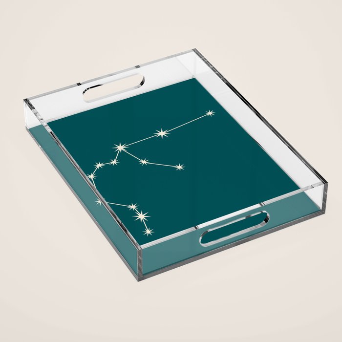 Aquarius Zodiac Star Constellation Line Art Deep Teal Acrylic Tray Gallery Image 1