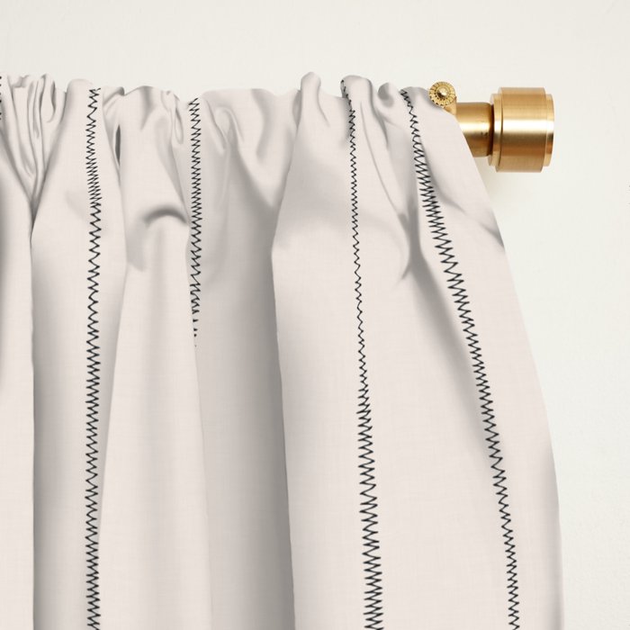French Cream Linen Stripe Window Curtain Gallery Image 2