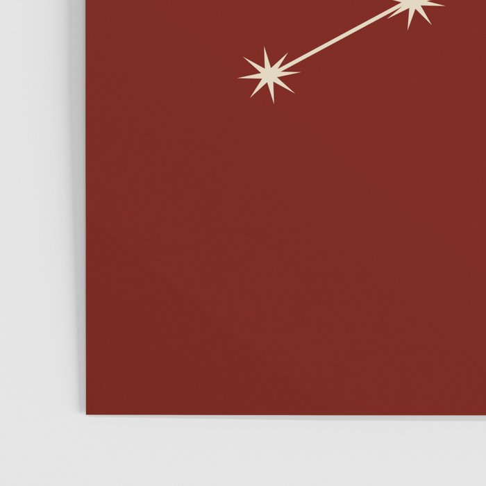 Virgo Zodiac Star Constellation Line Art Ruby Red Poster Gallery Image 3