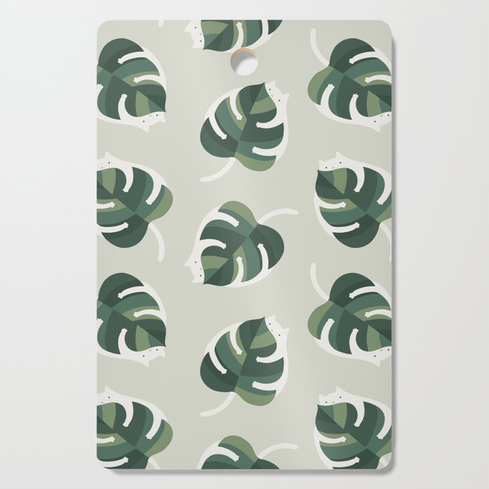 Monstera Cat pattern 1 Cutting Board Gallery Image 1