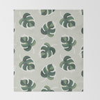 Monstera Cat pattern 1 Throw Blanket Gallery Image 2