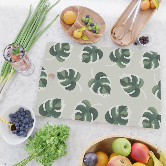 Monstera Cat pattern 1 Cutting Board Gallery Image 2
