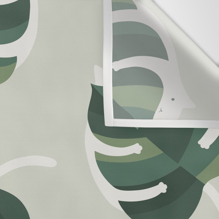 Monstera Cat pattern 1 Wall Tapestry Gallery Image 3