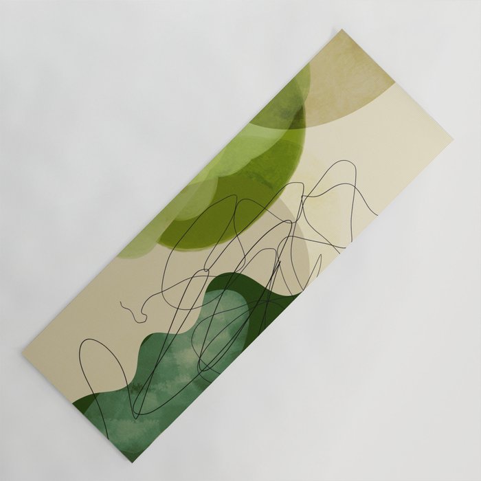 relations in green boho lines & shapes Yoga Mat Gallery Image 1