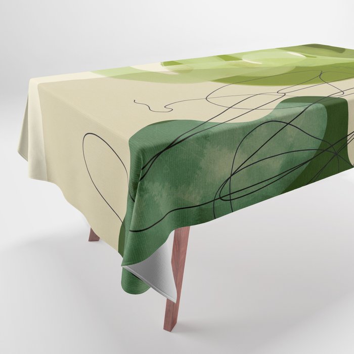 relations in green boho lines & shapes Tablecloth Gallery Image 1