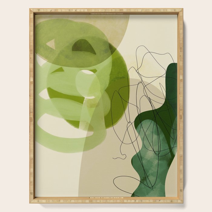 relations in green boho lines & shapes Serving Tray Gallery Image 1