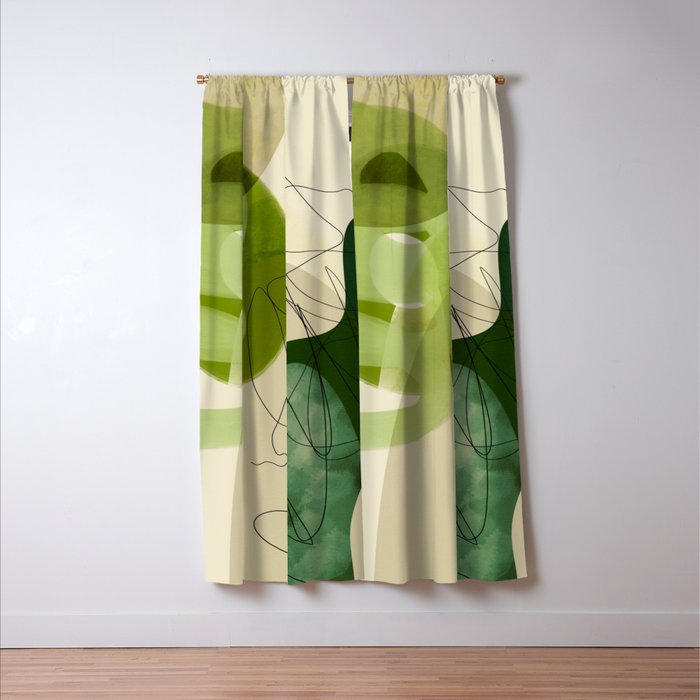 relations in green boho lines & shapes Window Curtain Gallery Image 3