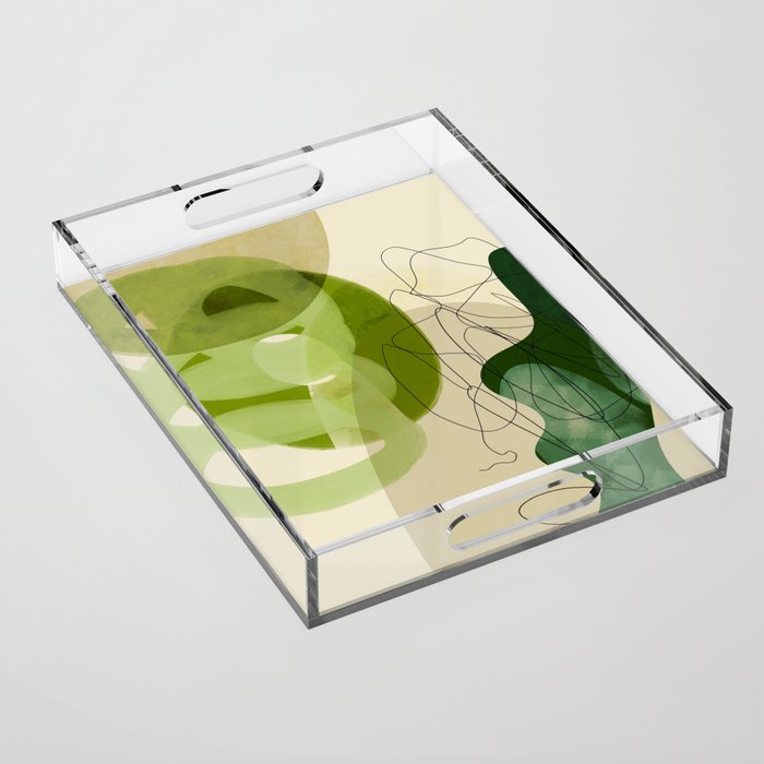 relations in green boho lines & shapes Acrylic Tray Gallery Image 1