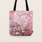 Van Gogh Timeless Almond Blossoms: White Blooms on a Classic Sweet Pink Canvas Tote Bag Gallery Image 1