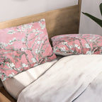 Van Gogh Timeless Almond Blossoms: White Blooms on a Classic Sweet Pink Canvas Pillow Sham Gallery Image 2
