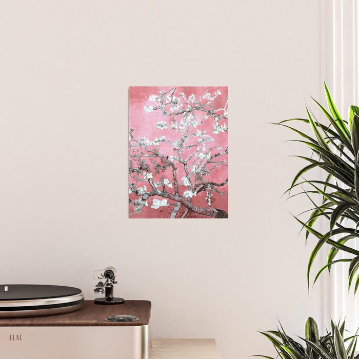 Van Gogh Timeless Almond Blossoms: White Blooms on a Classic Sweet Pink Canvas Poster Gallery Image 2