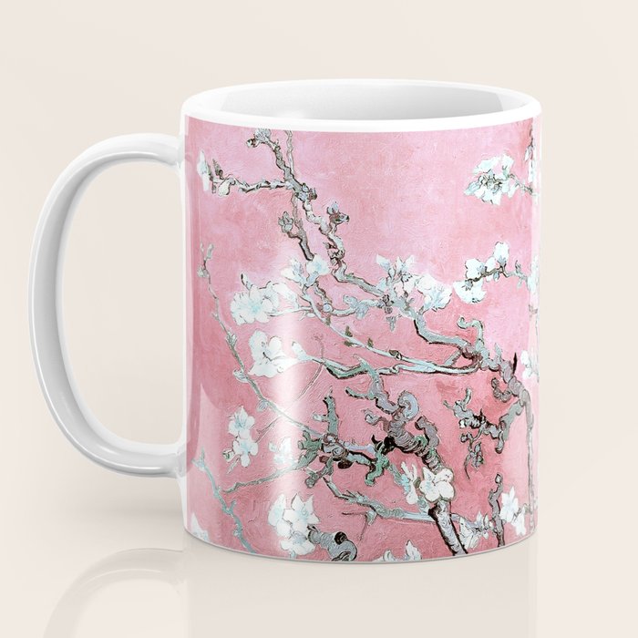 Van Gogh Timeless Almond Blossoms: White Blooms on a Classic Sweet Pink Canvas Coffee Mug Gallery Image 3