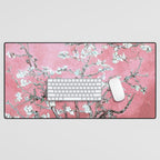 Van Gogh Timeless Almond Blossoms: White Blooms on a Classic Sweet Pink Canvas Desk Mat Gallery Image 1