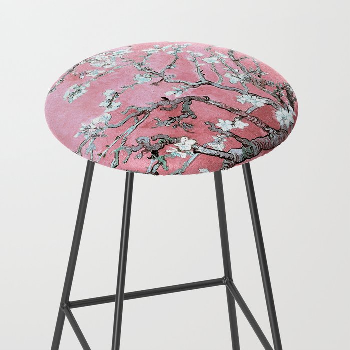 Van Gogh Timeless Almond Blossoms: White Blooms on a Classic Sweet Pink Canvas Stool Gallery Image 2