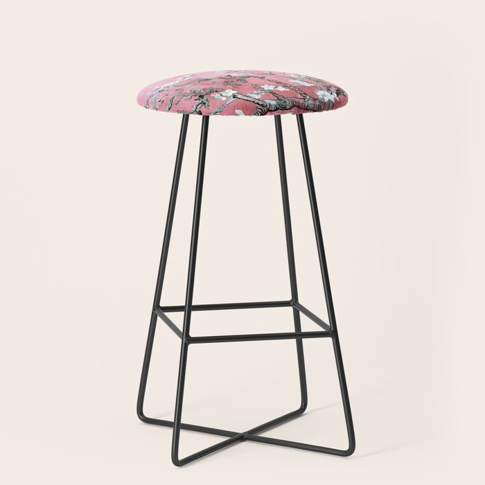 Van Gogh Timeless Almond Blossoms: White Blooms on a Classic Sweet Pink Canvas Stool Gallery Image 1