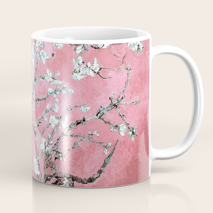 Van Gogh Timeless Almond Blossoms: White Blooms on a Classic Sweet Pink Canvas Coffee Mug Gallery Image 1