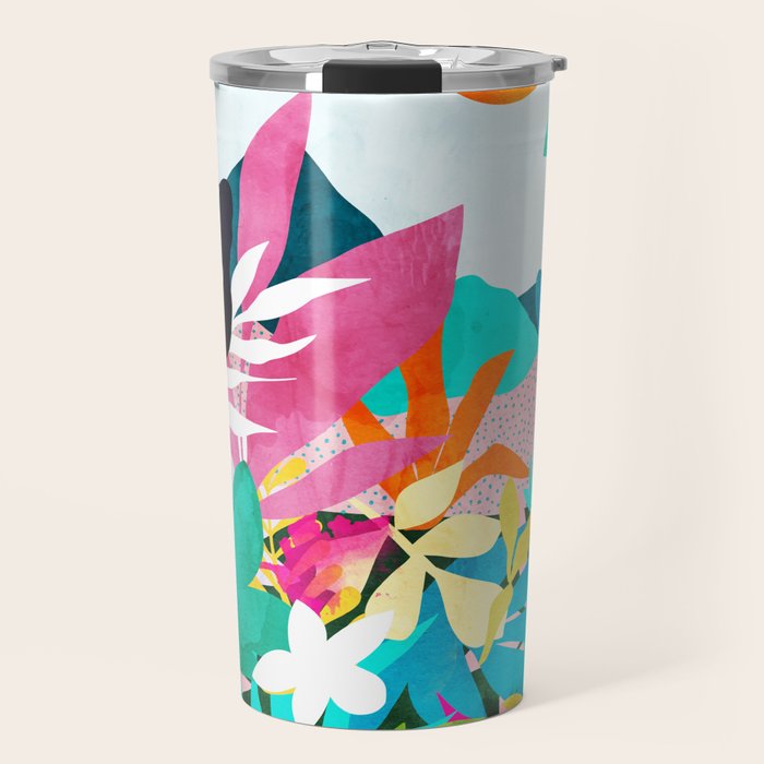 The Black Panther, Tropical Jungle Watercolor Painting, Botanical Forest Colorful Bohemian Illustration, Tiger Leopard Cheetah Animals Travel Mug Gallery Image 1