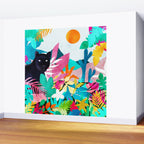 The Black Panther, Tropical Jungle Watercolor Painting, Botanical Forest Colorful Bohemian Illustration, Tiger Leopard Cheetah Animals Wall Mural Gallery Image 2