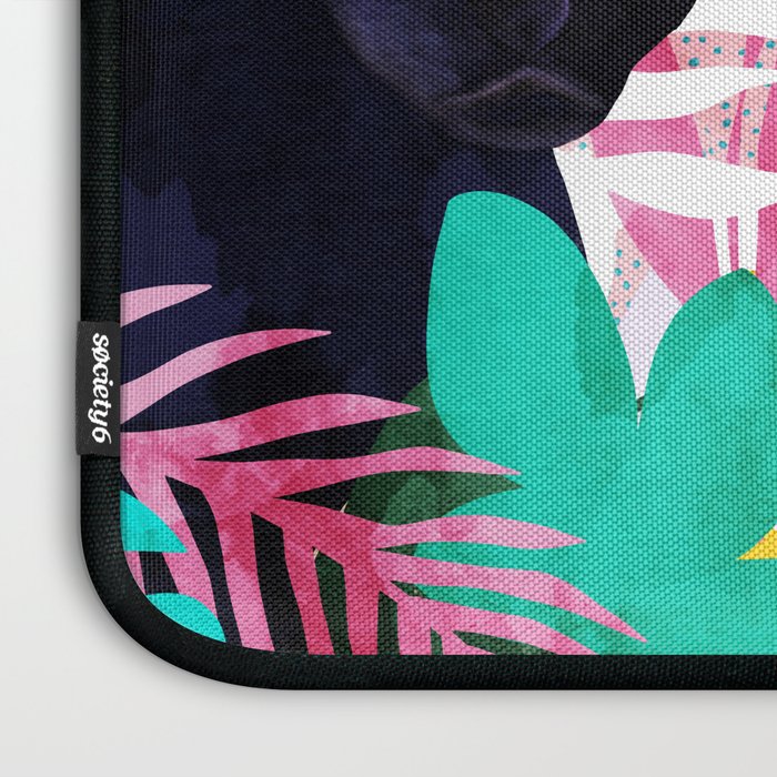 The Black Panther, Tropical Jungle Watercolor Painting, Botanical Forest Colorful Bohemian Illustration, Tiger Leopard Cheetah Animals Laptop Sleeve Gallery Image 3