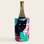 The Black Panther, Tropical Jungle Watercolor Painting, Botanical Forest Colorful Bohemian Illustration, Tiger Leopard Cheetah Animals Wine Chiller Gallery Image 2