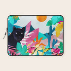 The Black Panther, Tropical Jungle Watercolor Painting, Botanical Forest Colorful Bohemian Illustration, Tiger Leopard Cheetah Animals Laptop Sleeve Gallery Image 1