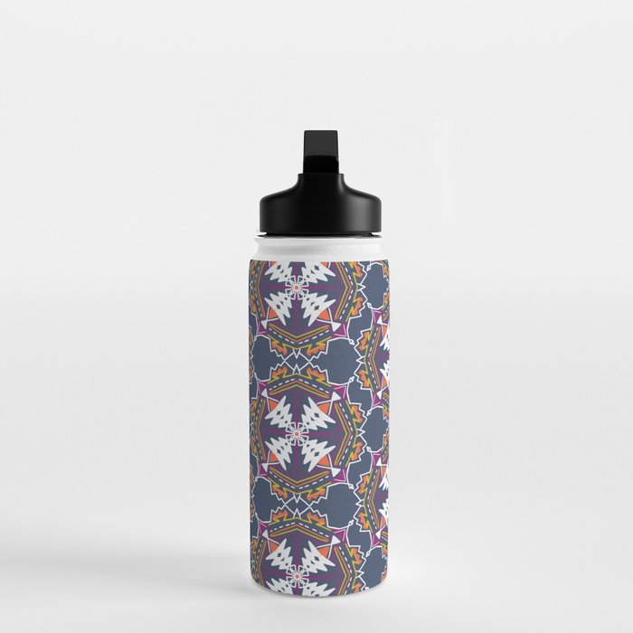 apache, tribal pattern in grey Water Bottle Gallery Image 3