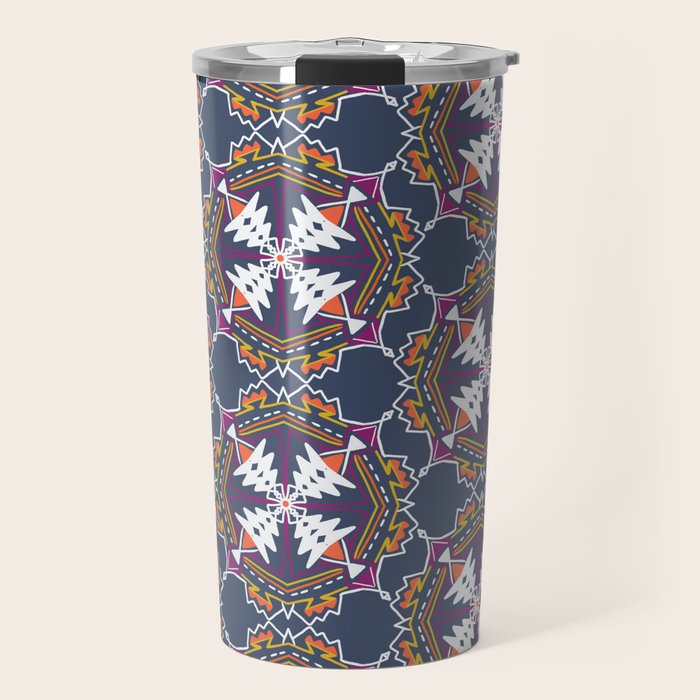 apache, tribal pattern in grey Travel Mug Gallery Image 1