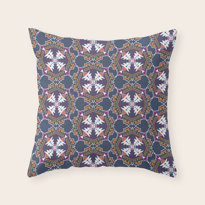 apache, tribal pattern in grey Throw Pillow Gallery Image 1