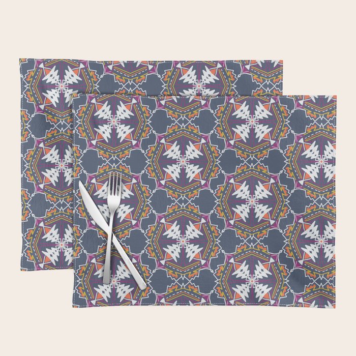 apache, tribal pattern in grey Placemat Gallery Image 1