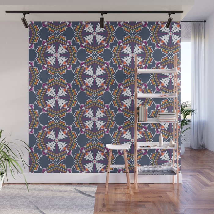 apache, tribal pattern in grey Wall Mural Gallery Image 1
